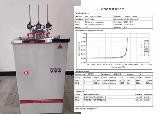 محلول دستگاه تست HDT VICAT برای اندازه گیری دمای اعوجاج حرارتی و نقطه نرمی نمونه های پلیمری و پلاستیکی